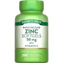 Nature's Truth Zinc 50mg Supplement 配有维生素C → 200 液态软胶 → Non-GMO & Gluten Free