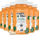 Bellway Super Fiber Capsules (6 Pack) - USDA 有机lium Husk Capsules - Daily Psyllium Husk Fiber 供消化健康和规律,植物基,非GMO,科舍 - 960 Capsules