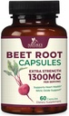 Beet Root Capsules 1300mg - 超强红蜂肉粉补充剂 – 支持硝氧生产,心脏健康和自然能源 – 非GMO,Vegan,Gluten Free – 60 Veggie Capsules