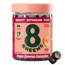 8 Greens Supergreens Gummys 超级绿色粉末超级食品 Gummy for代谢,豁免和聚焦,消化性健康酶,有机:Chlorella, Spiruina, Aloe Vera, Peach Flavor, 50 Counter