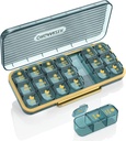 药丸组织者 3 Times A Day,7 Day Pill Box 3 Times Aday - Acedada Weekly Vitamin Box 组织者 7个单独的容器,便携式每日药品计划者案例 维生素鱼油补充剂,蓝色