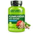 NATURELO Ashwagandha 有机根粉 - Fatigue的天然草药补充剂,应激缓解剂,Mood增强剂 - 带有黑色胡椒提取剂 - 90 Vegan Capsules