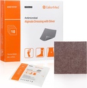 银钙 铝酸盐伤口 穿甲板 4''×4', 10 Packs, 高吸附性非Stick Ag Gauze Patch for Press Ulcer, Bed Sore, Leg Sore, Diabetic Foot Ulcer