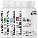 青春与通心粉 完整多组织解毒与修复 — 15日Colon Clean Cleanse, Kedney, Gut & Stomach Cleaners 为全体解毒、气体和布洛丁与活体健康提供水平衡支持 150 药丸
