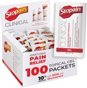 Stopain Pain Relief Gel Packets, 100 Pack, 在美国制造, 最大性能缓解疼痛, Menthol Plus Glucosamine为肌肉痛、联合疼痛和关节炎,