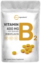 Riboflavin维生素B2,400mg Per-Service,240 迷你药片 基本维生素B 补充 能源生产维生素B 方便吞咽,非GMO