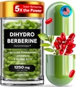 二氢硼宁补充剂 - Dehydro Berberine Organization - Super Berberine 补充剂 Ceylon Cinnamon & R Alpha Lipoic Acid & Apigenin - Hydroberine 120帽(1包)