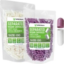 XPRS Nutra Vegan 大小 00 分离的卡普勒斯 - 1000 计数 Premium 空卡普勒斯 分离在 Bags - 00 空卡普勒斯 用于 DIY 补充填充( Lavender/ White)