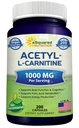 aSquare 营养乙酰L-Carnitine 1000mg 最大强度 - 200 Veggie Capsules - 高剂量乙酰L Carnitine HCL(ALCAR) 补充药 支持纯能,脑功能和脂肪酸