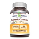 配有生物素补充剂的Turmeric Curcumin – 2250 Mg / 服务量 – Veggie Capsules – NO-GMO – Gluten-free – 在美国制造 (1 Pack, 180 Counter)