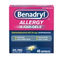 Benadryl Liqui-Gels 抗希斯胺过敏药和冷症状缓解剂,无染色液盖,25毫克二苯胺HCl,用于症状,例如,Runny Nose,喷嚏和更多,48 cm