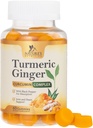 Turmeric Curcumin Supplement Gummys - 95% Curcuminoids with Turmeric & Ginger, Black Pepper for Best Absolute, Nature's Vegan 联合支持, Non-GMO, Gluten Free, Tasty Peach Flavor - 60 Gummys (英语).