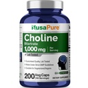 NusaPure Choline Bitartrate 1000 mg 200 Veggie Capsules (蔬菜,非GMO)
