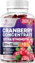 Cranberry Gummys 50:1 Cranberry 提取 - 尿液Tract 支持用 25 000 mg, 帮助清洁和保护, Cran Berry Gummy 补充 + Vitamin C, Chewable Cran Pills for Women - 120 Gummys