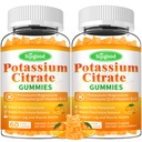 2 Pack Potassium Citrate Gummys – 肌肉健康高潜力钾补充剂,腿板减压,电解平衡 – Vegan, Non-GMO, Gluten-Free, Orange Flavor, 120 Count