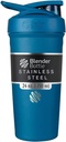 BlenderBottle Strada Shaker Cup 绝缘无色钢水瓶 配电威斯克 24 Ounce 蓝色