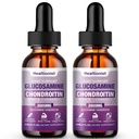 2 Pack Glucosamine Chondroitin MSM液滴,成人男女额外力量联合支持补充,Quercetin Boswelia,Bromelain,抗氧化剂免疫支持(4 Fl oz)