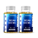 维生素CAA类固醇 - 分支链氨基酸补充剂 - 桃花瓶 - 每服600毫克 - 60 Vegan Pectin基固醇(2瓶)