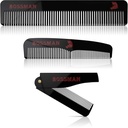 Bossman Acetate Beard, Mustache, & Hair Comb Set 3 - 最小磁盒(7.5-Inch, 5-Inch, 3.5-Inch) - 特征圆齿,双侧齿,和可折叠设计