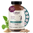 有机Mood药丸 -- -- 60 Capsules Organdha Institutional Ashwagandha 男女补充药,Ashwagandha root Capsules with Cordyceps, Holy Basil & Rhodiola, 减轻压力、Boosts Mood和认知功能