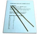 单体银器电源保证 99.99% 纯度 - 一套(2) 4" 电机 Rods 12 Gauge(0.08 in. / 2.06 mm) 配有合金构成遵守/完成化学分析证书.