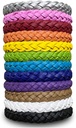 12 Pack Mosquito Repellent Bracelets, 固体颜色 个人包装 皮革昆虫和虫类 Repellent 腕带 儿童与成年人户外露营捕鱼旅行