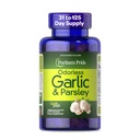 Puritan's Pride Preimum Odorless Garlic 5 mg(500 mg当量) & Parsley, 心脏健康、循环和血液流动支持传统饮食补充剂,250 快速释放软胶