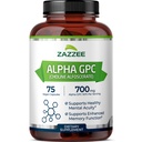 Zazzee Extra Starity Alpha GPC Choline,每服700毫克,75 维冈卡普尔,100%纯药级,100%蔬菜,标准化的可及性和纯度,全自然和非GMO