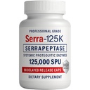 Serra-125k 超强塞拉佩特酶 125,000 SPU, 90 Vegan Capsules, 延迟释放, 系统酶, 支持健康的鼻塞和健康的免疫系统, 非GMO和全自然