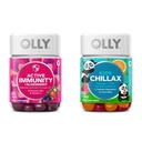 OLLY Gummy Active Avitual+Elderberry, 45 Gummys Kids Chillax, Magnesium Gummys, Lemon Balm, Calm Chews for Kids 4+, 50 Count (英语).