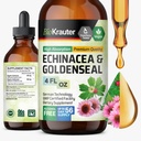 BIO KRAUTER Echinacea和金矿根液体提取法 - 天然免疫支持法 - Echinacea Drops with Goldenseal - Vegan,酒精和无糖锡 - 4 Fl.Oz.