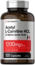 Horbäach Acetyl L Carnitine HCL & Alpha Lipoic Acid 1200mg → 120 Capsules → ALC ALA Complex → Non-GMO & Gluten 免费补编