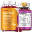 2 Packs Quercetin with Bromelain Gummys, 长老莓, Echinacea, 维生素C D Zinc - Immune系统支持120 纯Quercetin 儿童与成年人的 Gummys 补充