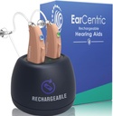 EarCentral Easy主管老年人可充电助听器(Pair),后耳BTE Ear Aid PSAP 数字个人音效扩增设备,配有噪声取消(Beige)