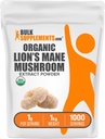 bulk Assupports.com 有机狮的马恩蘑菇提取剂 粉末 - 狮子马恩补充剂 惠生的超级食品 - Vegan,每服1克,1kg(2.2磅)(一包)