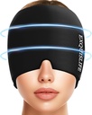 EQQUISLIFE Migraine Ice Head 包, Migraine Cap 头痛救济帽,热冷治疗,头痛眼罩为Sinus,Puffy眼,紧张和压力救济(黑色)