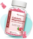 高吸附性钙 Gummys,无糖性钙 Mgnesium Zinc Gummys 含维生素D3的男女,桃仁Flawared 60 Cts