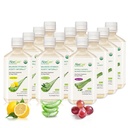 AloeCure 有机Aloe Vera Juice - 12瓶样品包 - 葡萄,柠檬,天然火焰,12x500ml