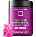 有机海摩斯猪笼草与黑种子油, Bladderwrack & Burdock Root – 爱尔兰海摩斯补充1000mg – 4 in 1 Advanced Formula 4X 更强 – Raspberry Flavor – | Vegan – | Non-GMO – | Gluten-free