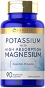 Carlyle Potassium Magnesium 补充 | 90 Capsules | 高吸收 | 蔬菜,非GMO & Gluten Free