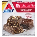 Atkins Double Fudge Brownie 蛋白质肉条、高纤维、15g蛋白质、1g 糖、4g Net Carb、换料、Keto友好