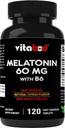 Melatonin 60 mg 配有维生素B6 – 120 快速溶解片 Extra-Strength睡眠支持 – 无药 – 天然 Citrus Flavor – 蔬菜, Non-GMO, Gluten-Free