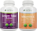 纯综合葡萄种子提取400mg +维生素C 1000mg 时间释放包 - 615 Vegan Capsules - 在美国制造