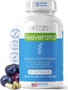 VEEZE Resveratrol 补充600mg 60 Capsules 和 60 services - 在美国制造的天然和有机Resveratrol - 富含抗氧化剂和转Resveratrol 用于健康支持 - Premium 有机Resveratrol