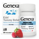 Genexa Kids ' clean Dye Free Tummy Relief 心脏灼伤、酸性消化不良、酸性胃切酸性安非他明 0.0% 人工添加剂、儿童碳酸钙、有机莓火焰,30厘米