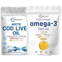 三重优势 Omega 3 鱼油补充剂 4200mg 人均服务 & Cod Liver Oil 2,000mg 人均服务,360 Softgels QQ Lemon Flawared – Burpless – Wild Caught – 北极深海鱼