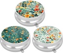 3 Pack Pill Box, Purse & Pocket小药箱,Cute Travel Medicine 组织者,便携式药品容器持有者持有维生素,药剂,鱼油和补充品,漂亮的花卉