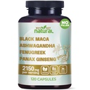 何不自然4-in-1 有机黑色马卡根, Ashwagandha, Fenugreek, Panax Ginseng Capsules, 男女补编