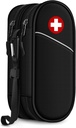 SITHON 双层管承载箱 旅行药剂组织者 Bag 紧急医疗邮袋持有器 2 EpiPens, Asthma Inhaler, Anti-Histamine, Auvi-Q, 过敏药物基本成分(黑色)