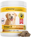 神奇的Omega 3 for Dogs - Omega 3 Fish Oil for Dogs 配有EPA和DHA脂肪酸-90 Salmon Soft Chews的Ichy皮肤减肥剂干皮肤和热点及 Sheding Coat 补充剂 鱼油换狗-90 Salmon Soft Chews